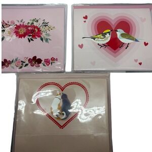 3 Shadowbox Cards Valentines Day Romantic Bouquet Love Birds‎ Cats UP With Paper